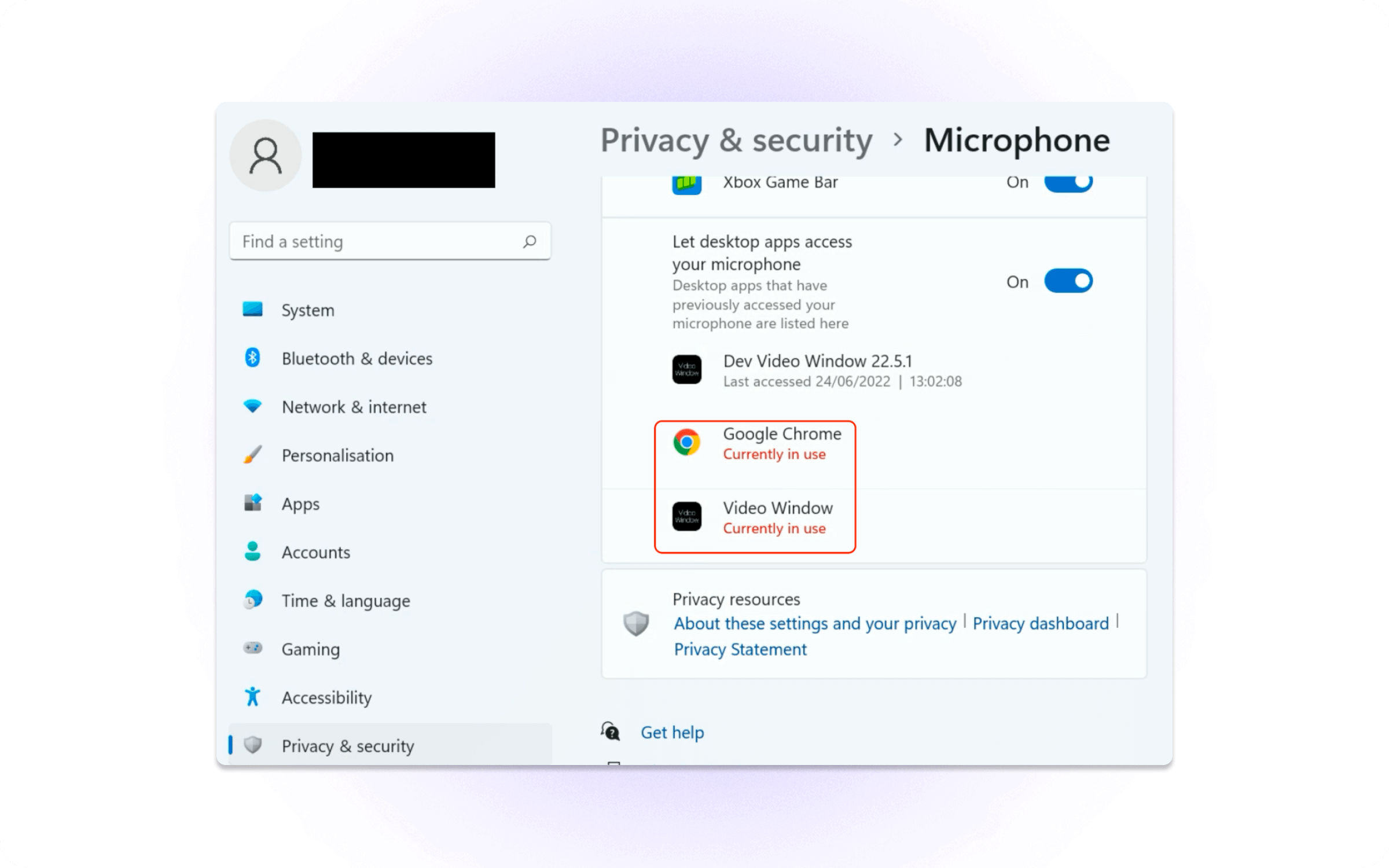allow browser access microphone on windows