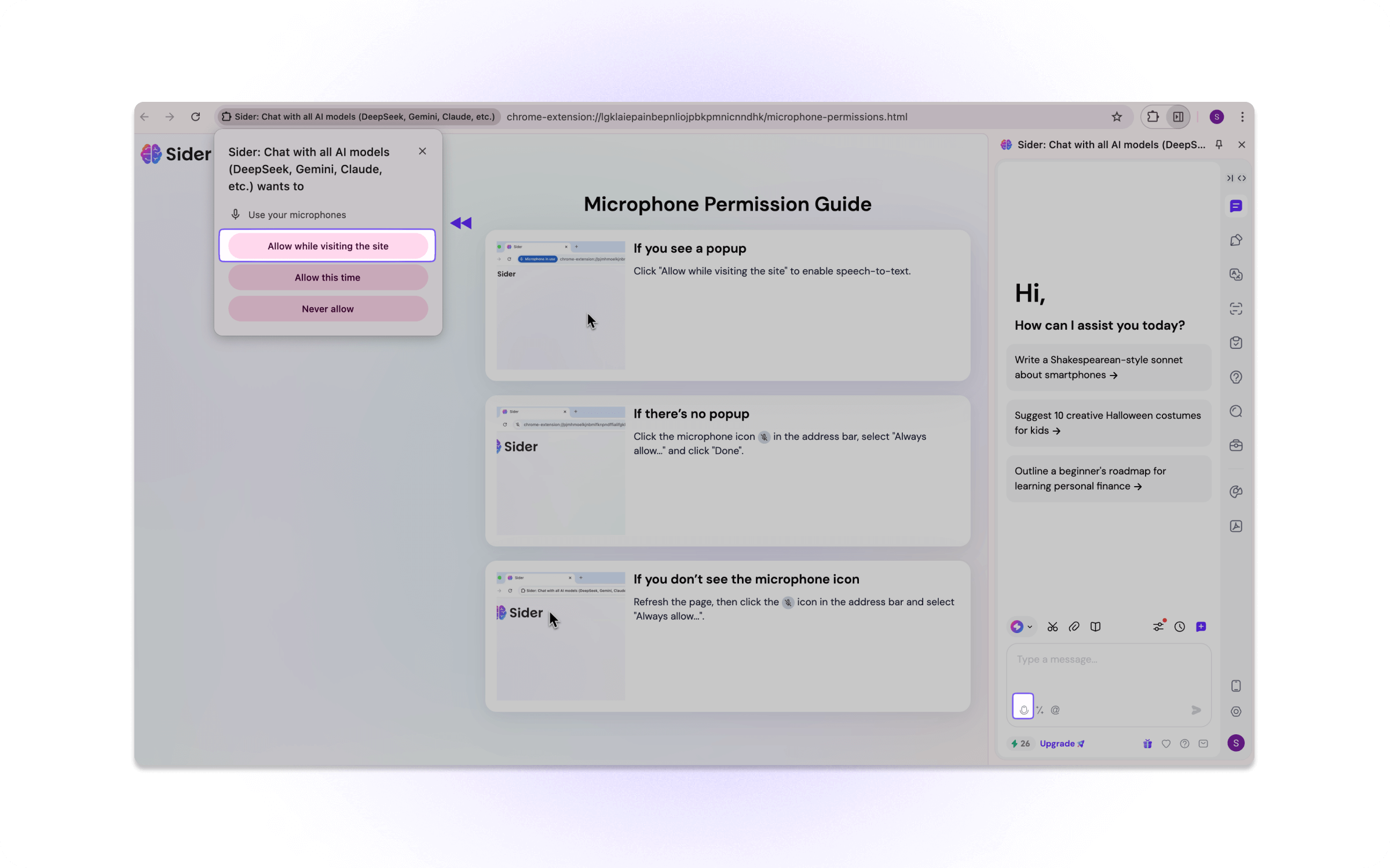 allow sider access microphone