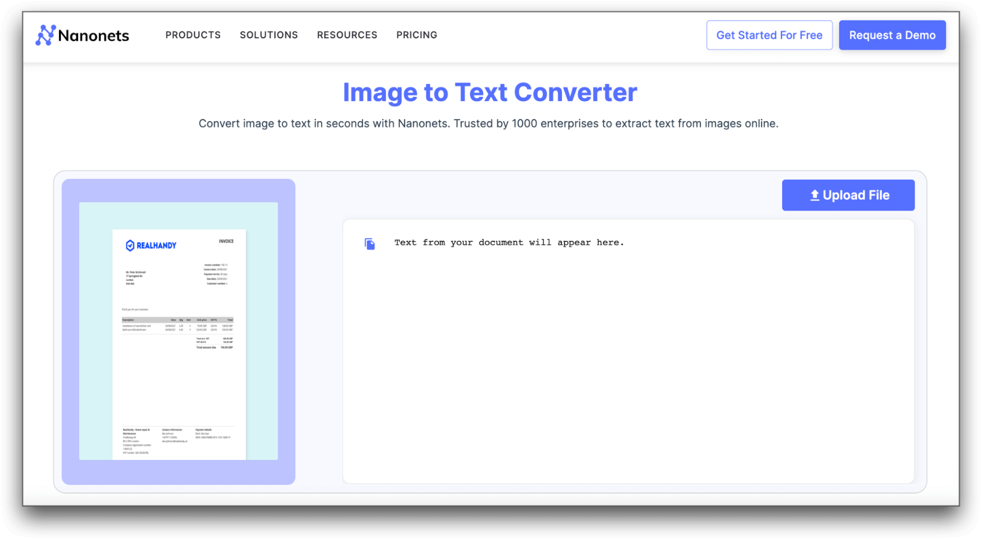nanonets image to text feature