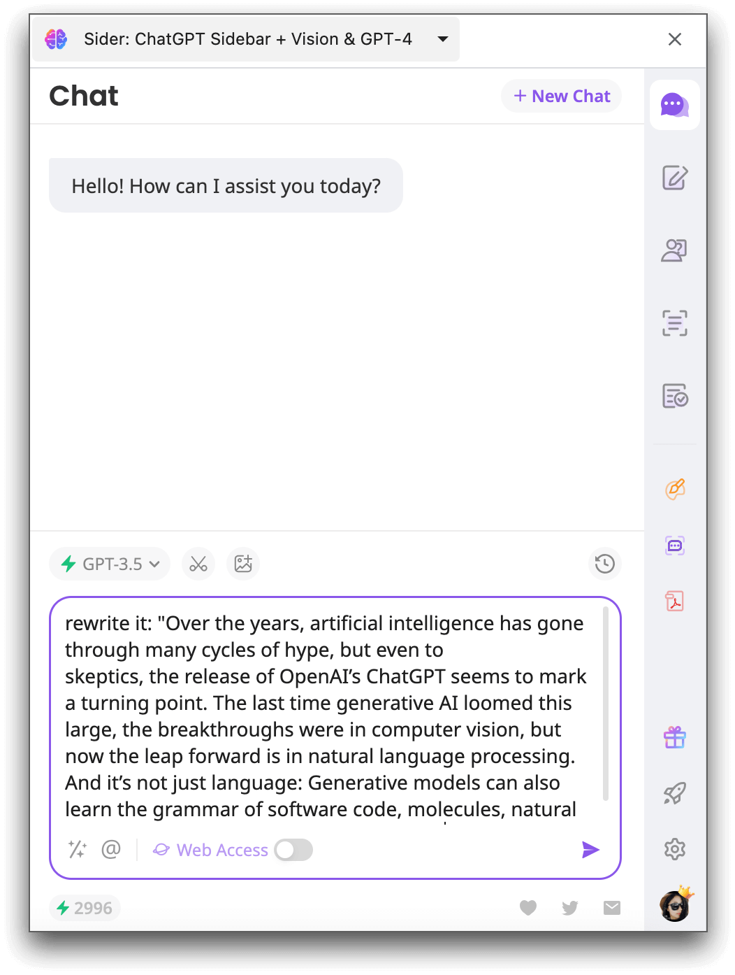 rewrite paragraph using sider