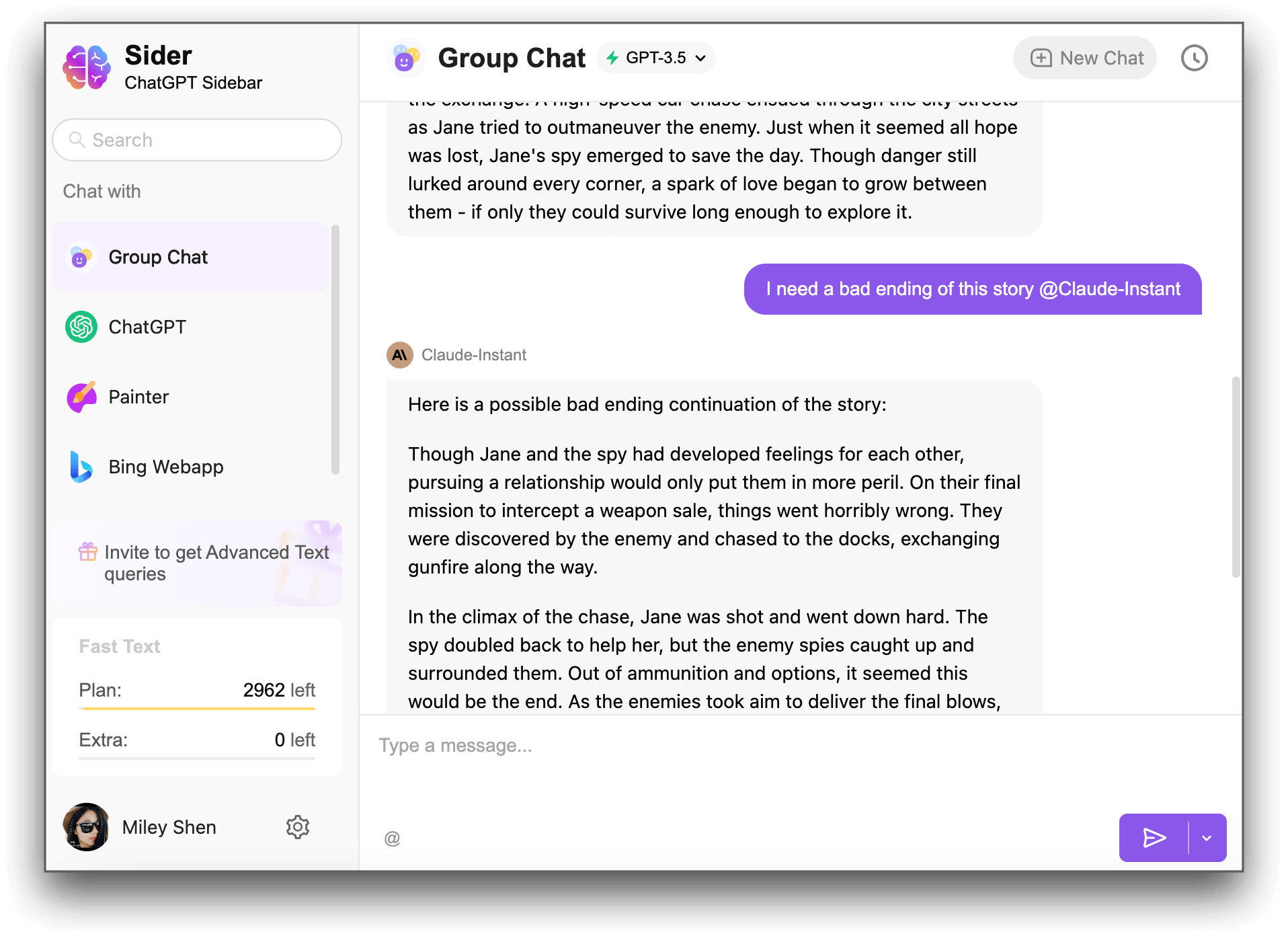 sider group chat continue chatting