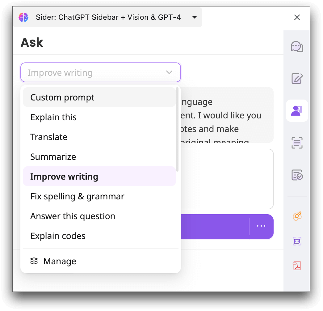 sider improve writing