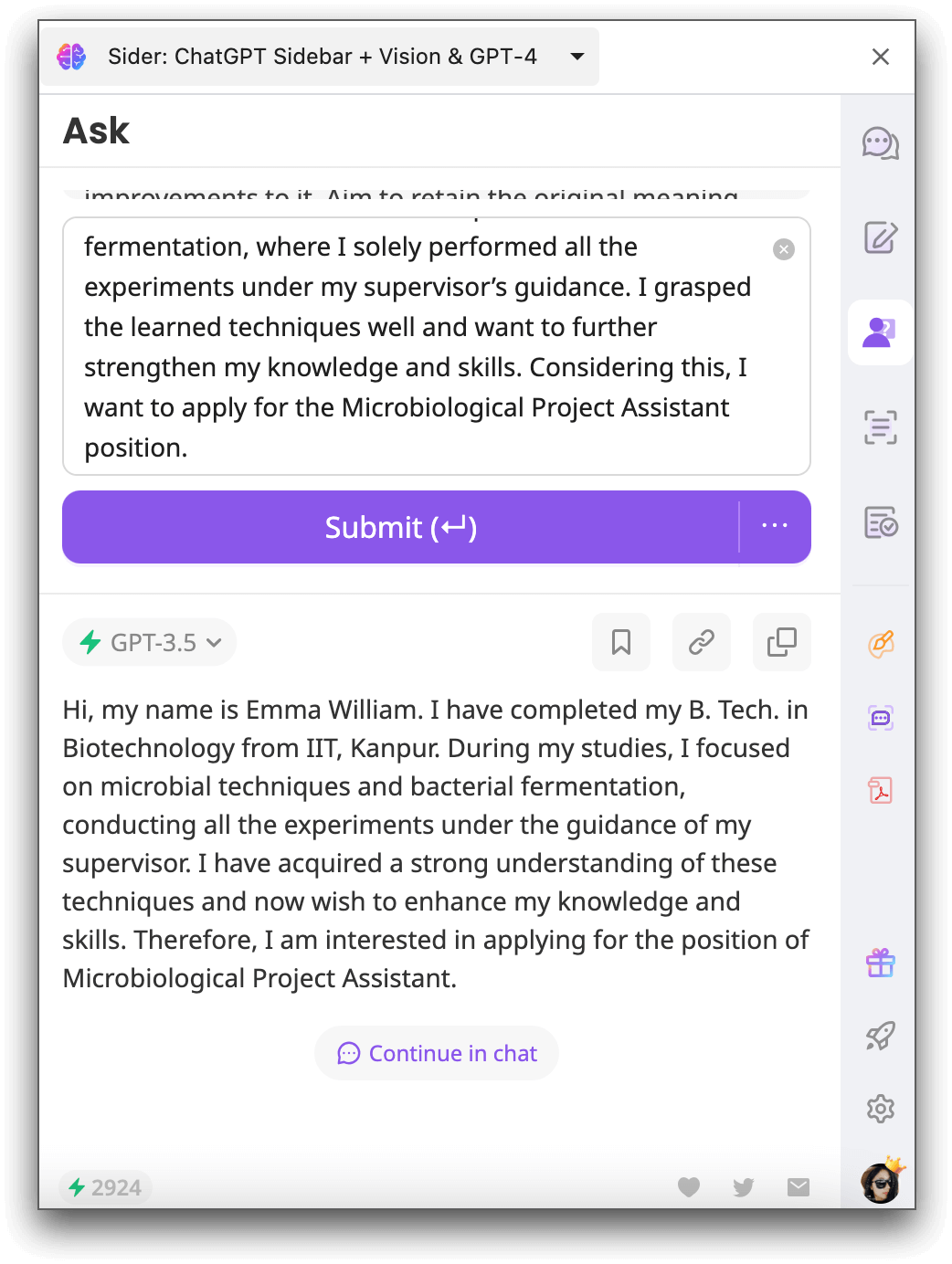 sider improving writing result