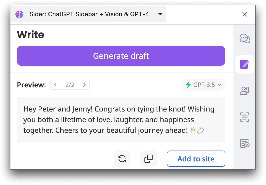 wedding message written by sider