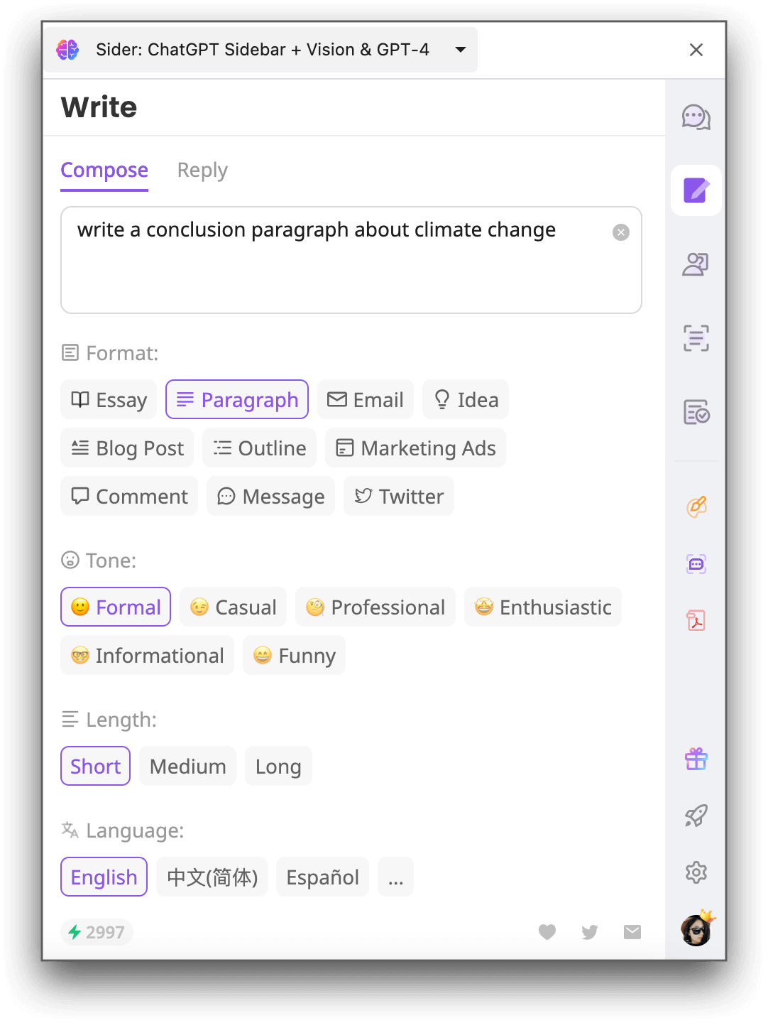 write a conclusion paragraph with sider